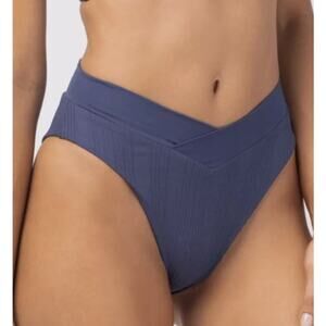 L*Space Court Bitsy Bikini Bottom in Slate High Waisted Ribbed Size Small NEW